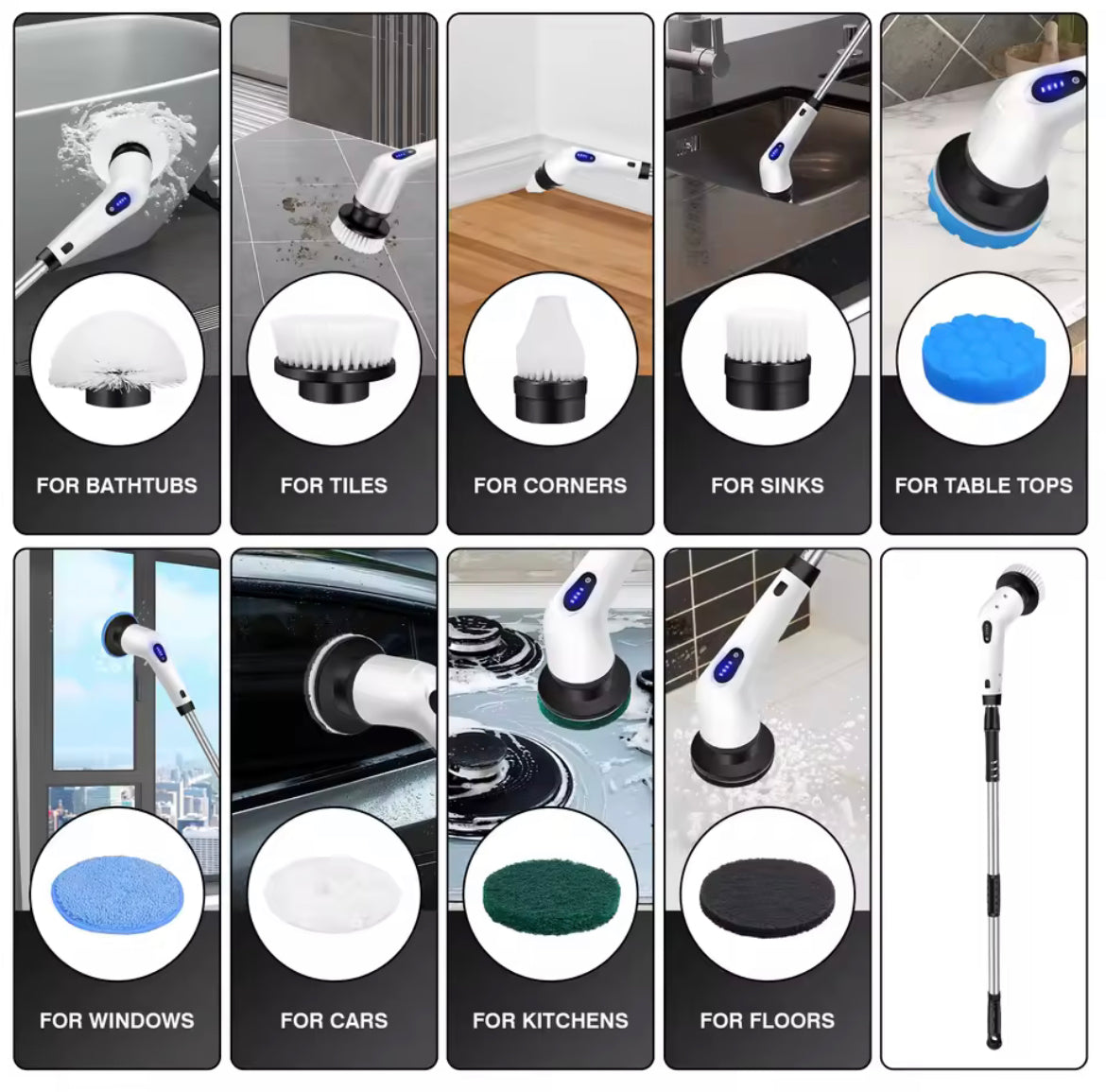 Electric cleaning brush 10in1